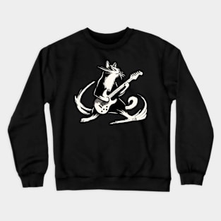 Electric Guitar Cat Rock Music Japanese Vintage Funny Cat Crewneck Sweatshirt